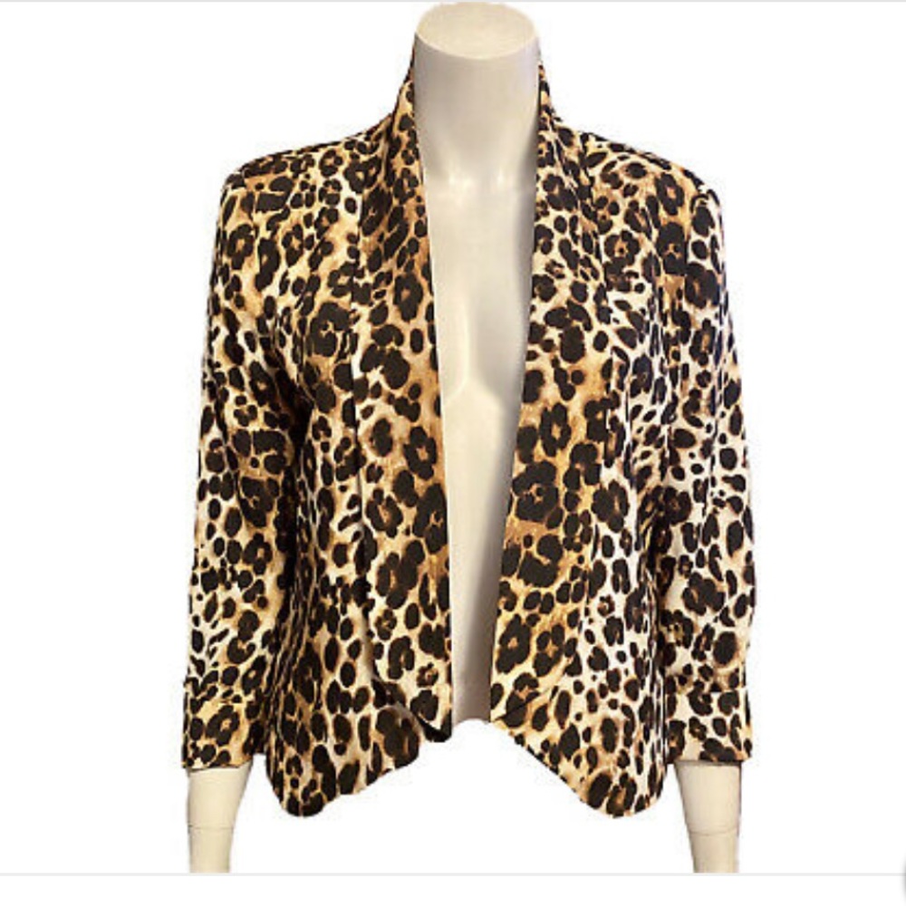 Bebe Animal Print Jacket/Blazer Open Front Size XS